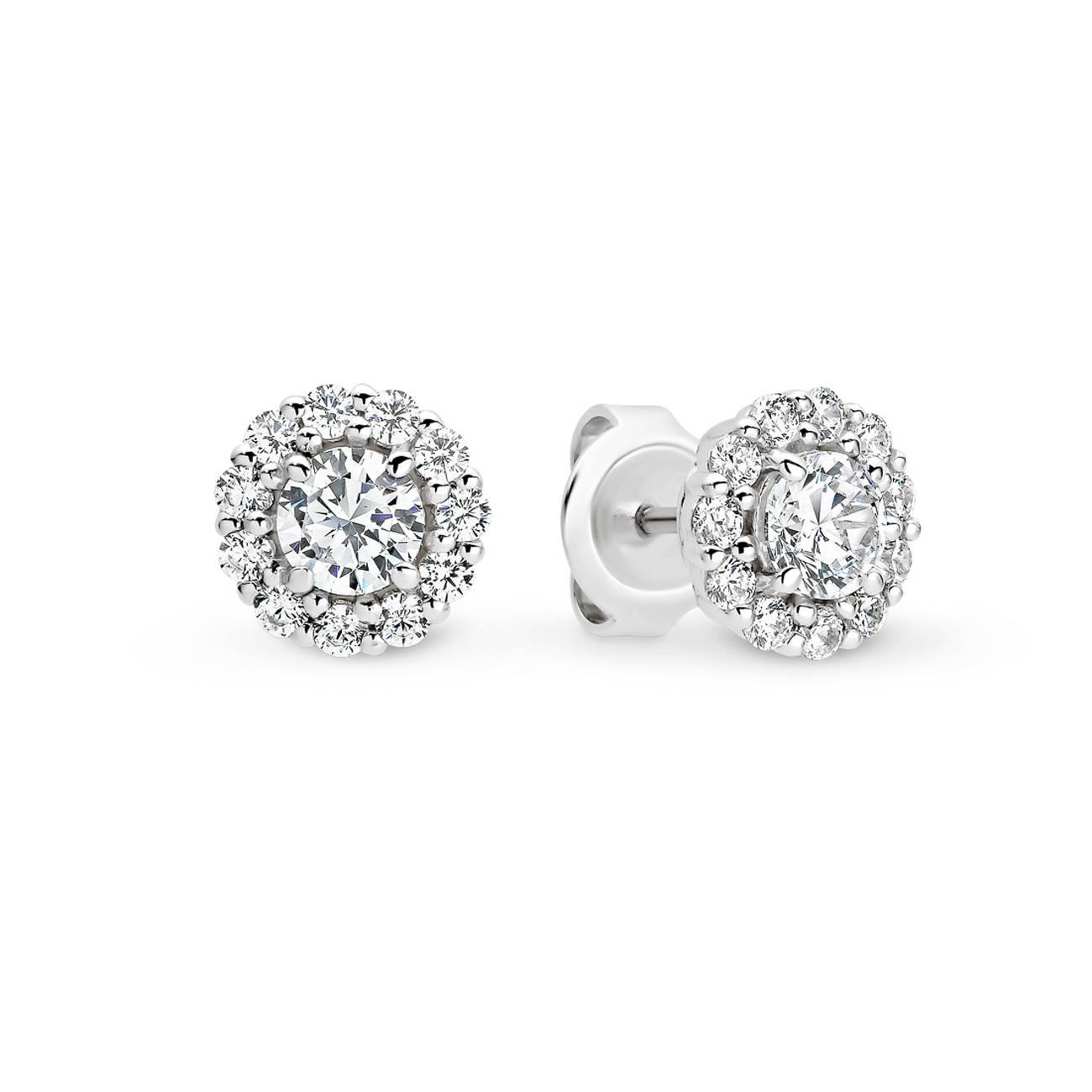 Cubic Zirconia Silver Small Halo Faith Earrings