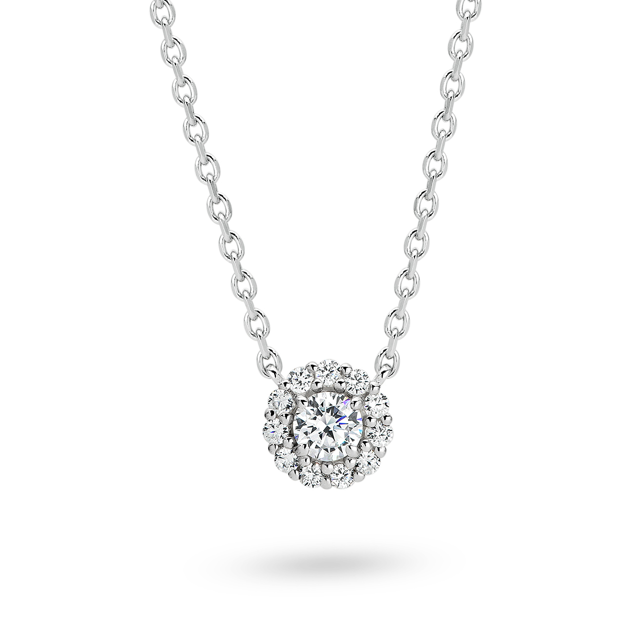 Cubic Zirconia Silver Small Halo Faith Pendant