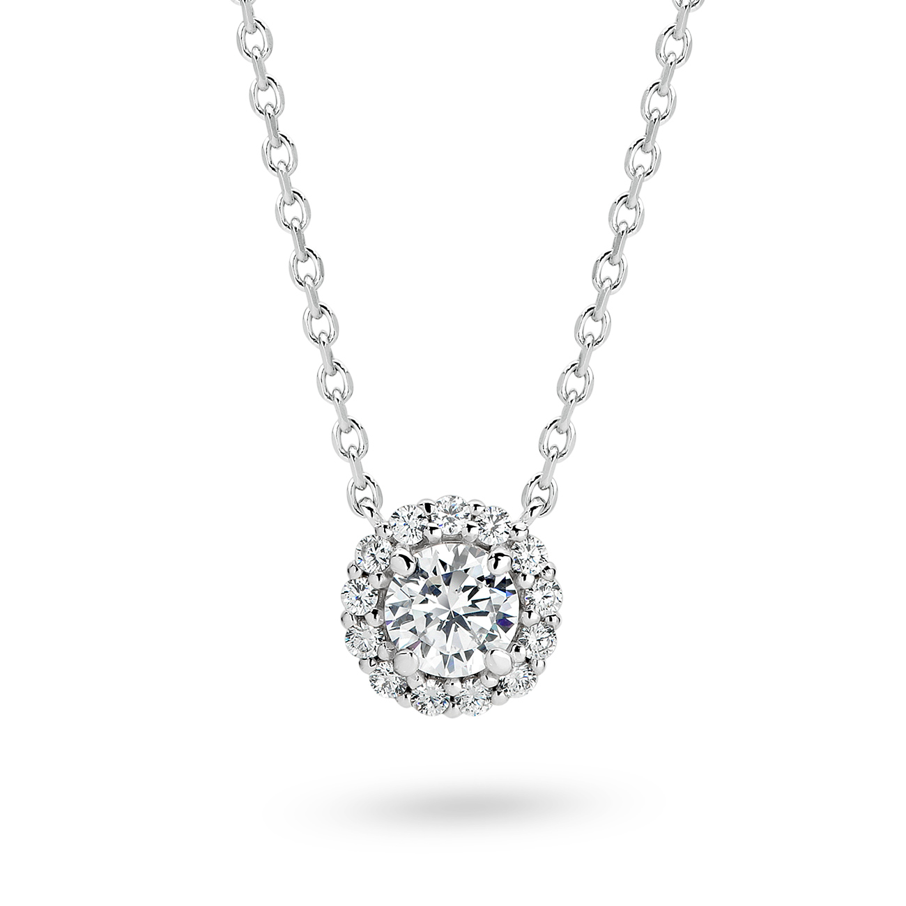 Cubic Zirconia Silver Medium Halo Faith Necklace