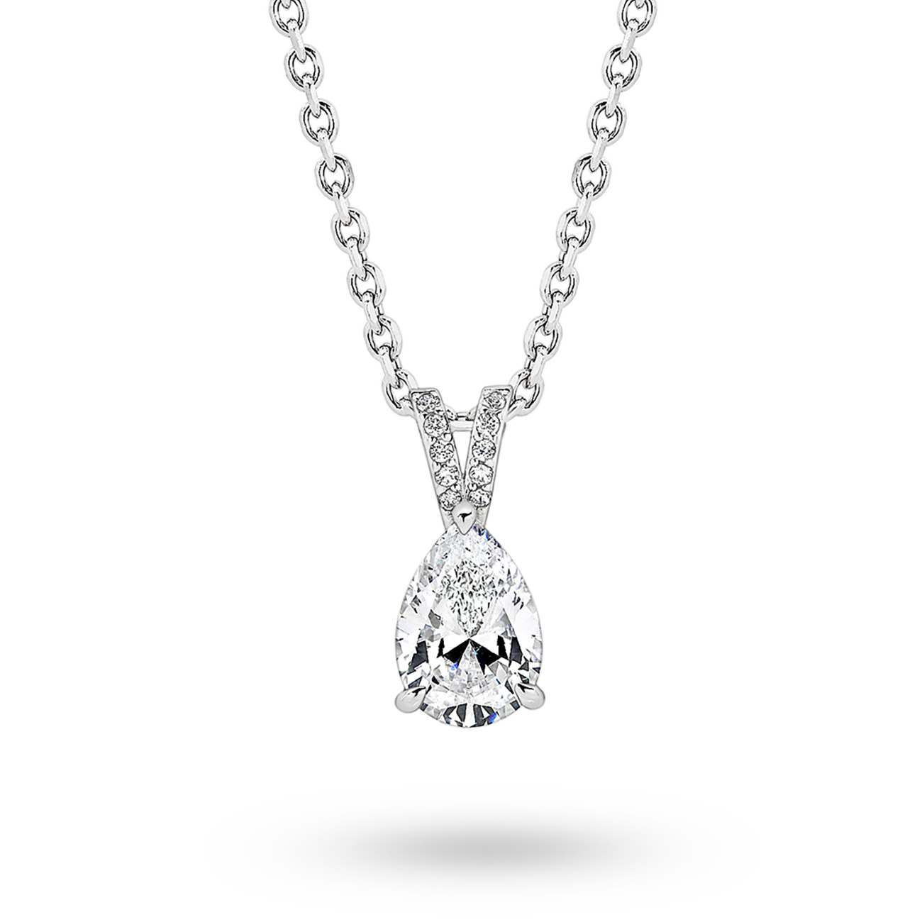 Cubic Zirconia Silver Pear Valencia Necklace