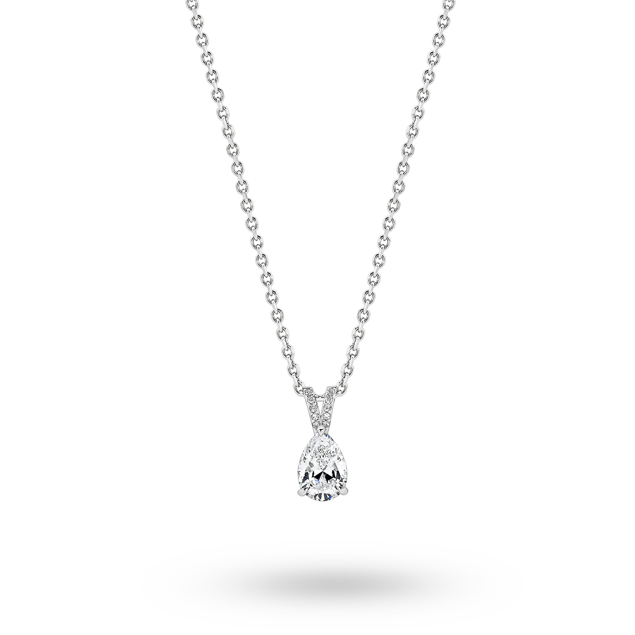 Cubic Zirconia Silver Pear Valencia Pendant