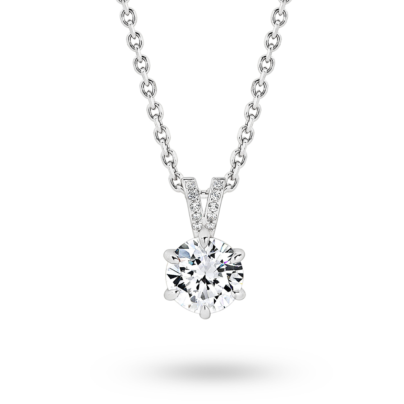 Cubic Zirconia Silver Round Valencia Necklace