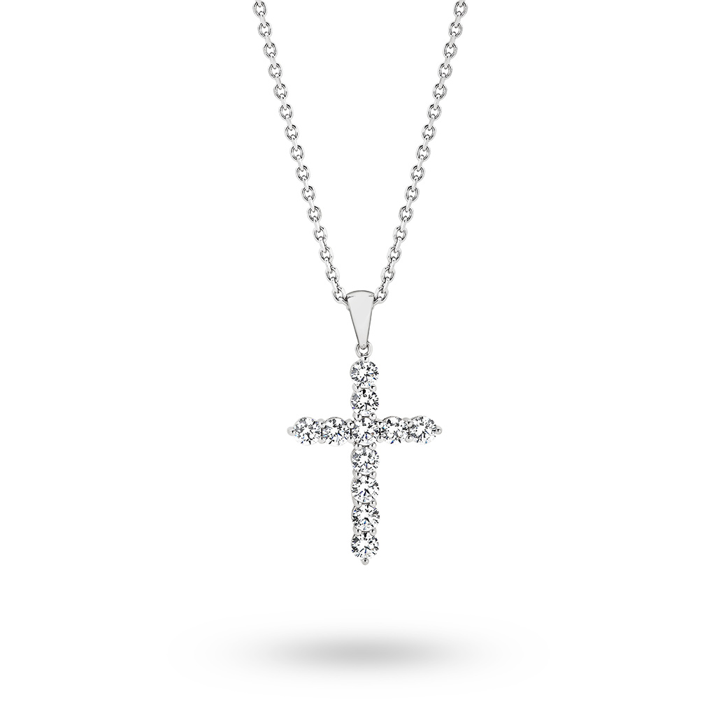 Cubic Zirconia Silver Large Cross Deborah Pendant