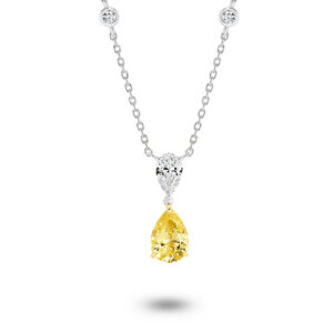 Yellow & White Cubic Zirconia Silver Porscha Necklace