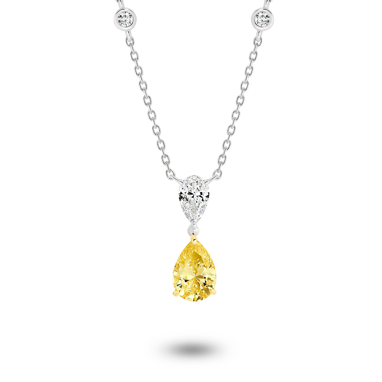 Yellow &#038; White Cubic Zirconia Silver Porscha Necklace