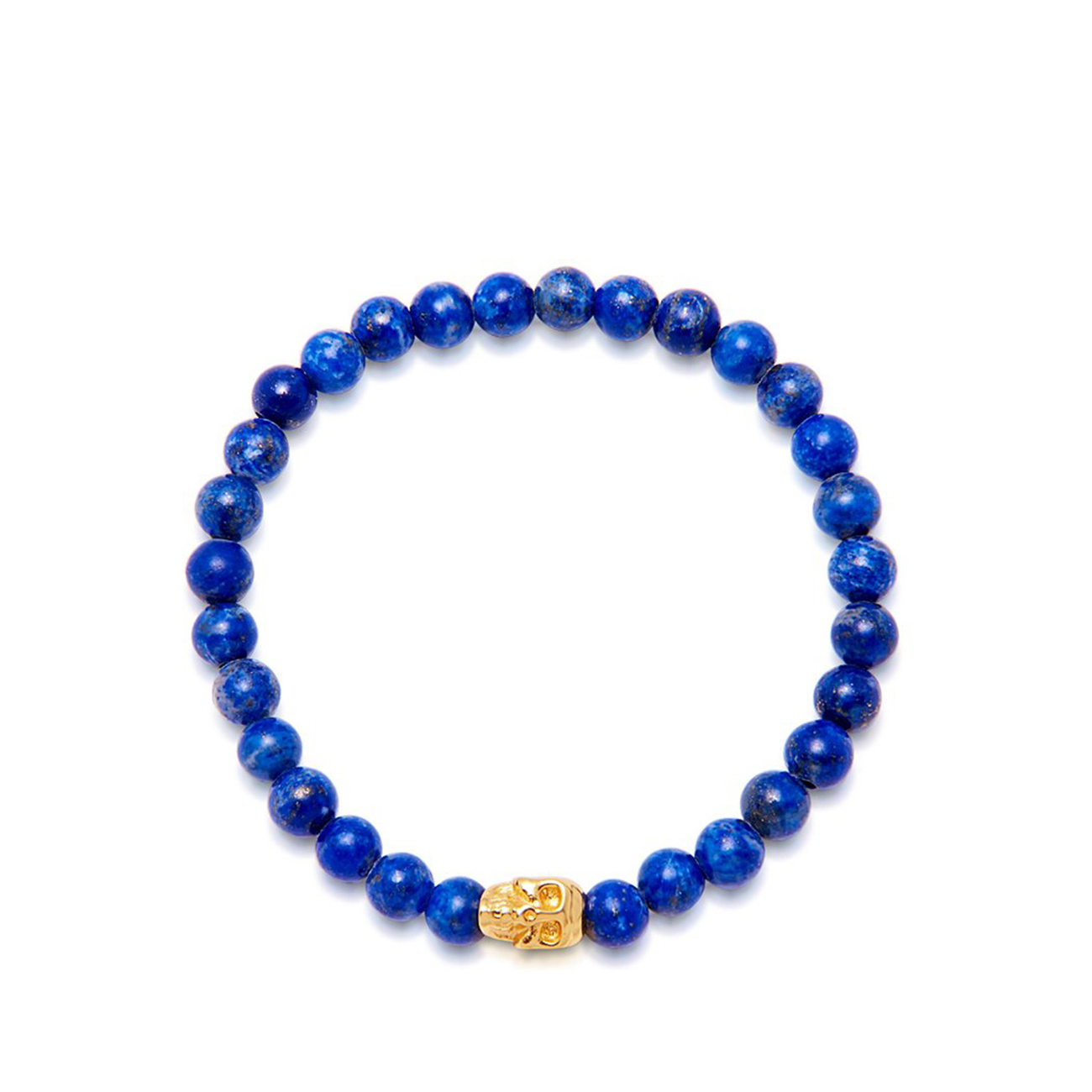 Nialaya Men&#8217;s Wristband with Blue Lapis and Skull
