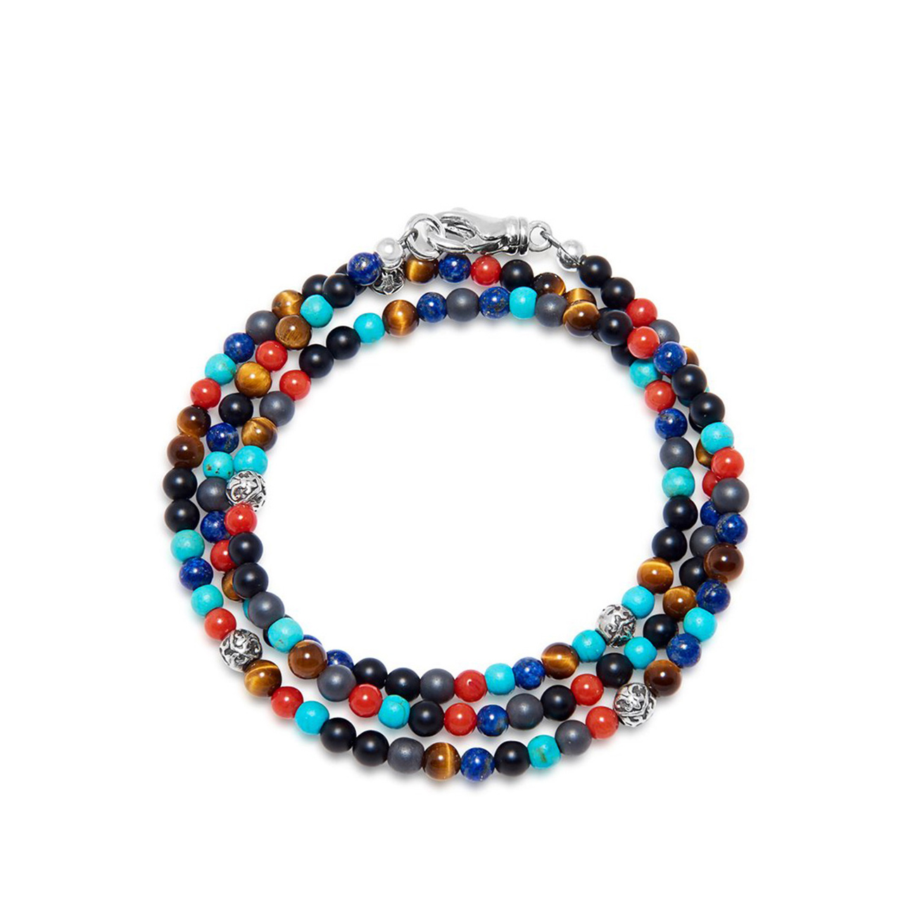 Nialaya The Mykonos Collection - Turquoise, Red Glass Beads, Blue Lapis, Hematite and Onyx
