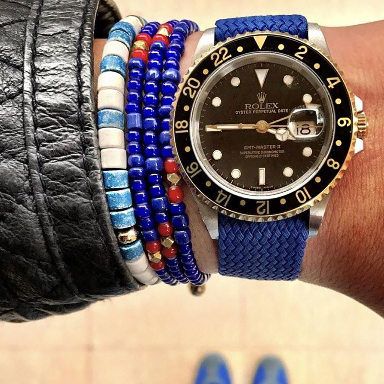 Nialaya The Mykonos Collection &#8211; Blue &#038; Red Vintage Glass Beads