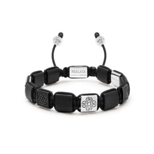 Nialaya The CZ Flatbead Bracelet Collection - Black Onyx and Silver