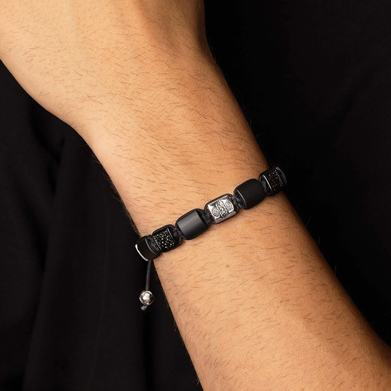 Nialaya The CZ Flatbead Collection &#8211; Black Onyx and Silver