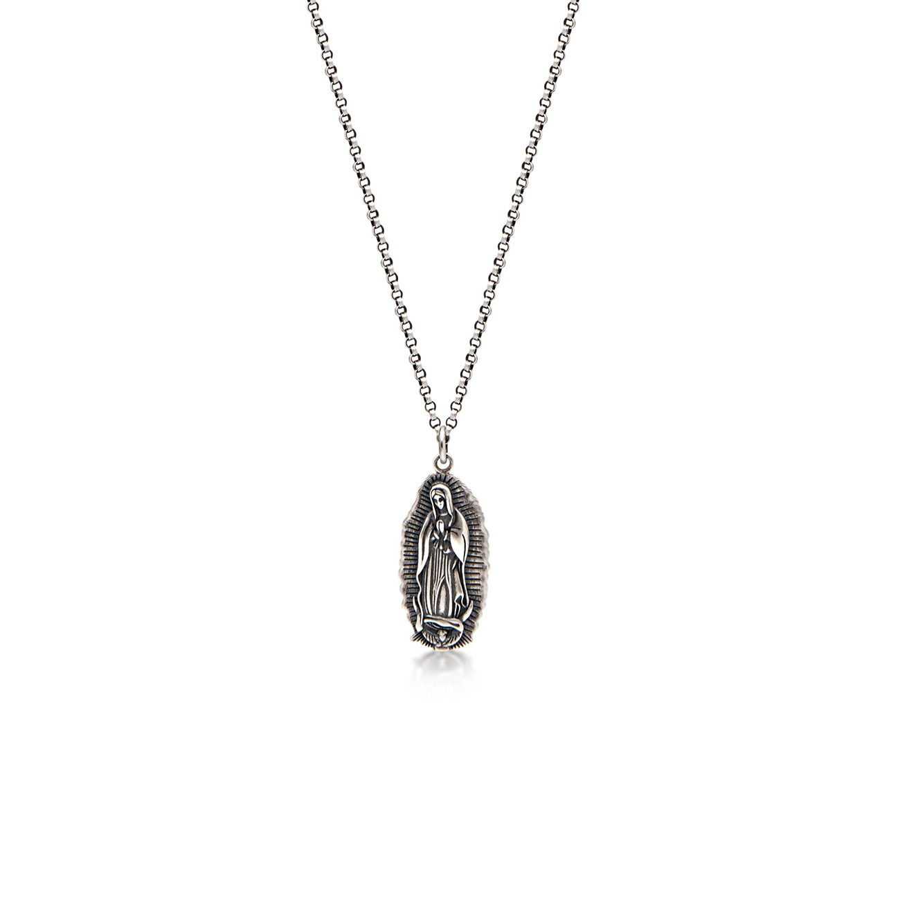 Nialaya Men's Necklace with Our Lady of Guadalupe Pendant
