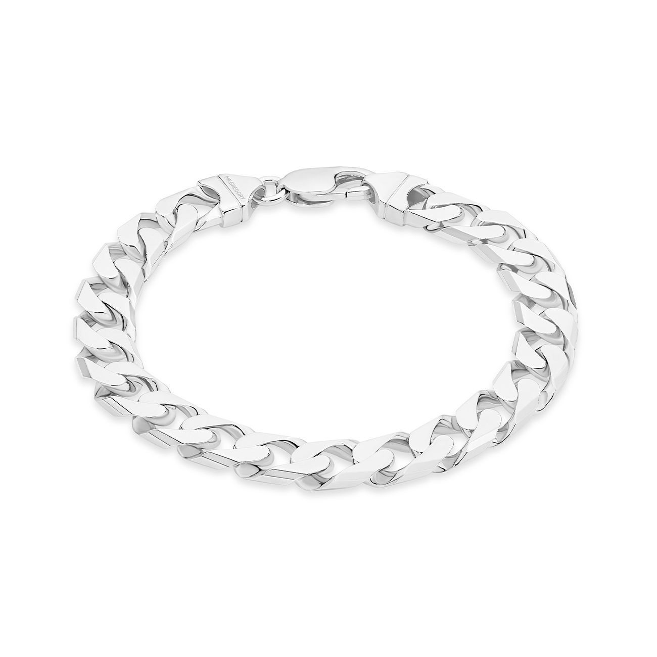Sterling Silver Thick Squared Curb Link Bracelet &#8211; Large