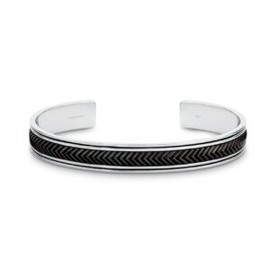 Sterling Silver & Black Rhodium Arrow Cuff