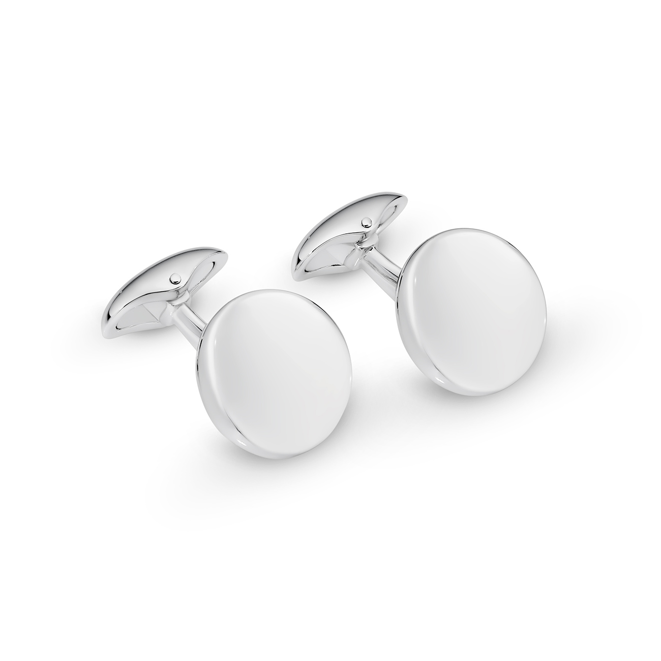 Sterling Silver Round Disc Cufflinks