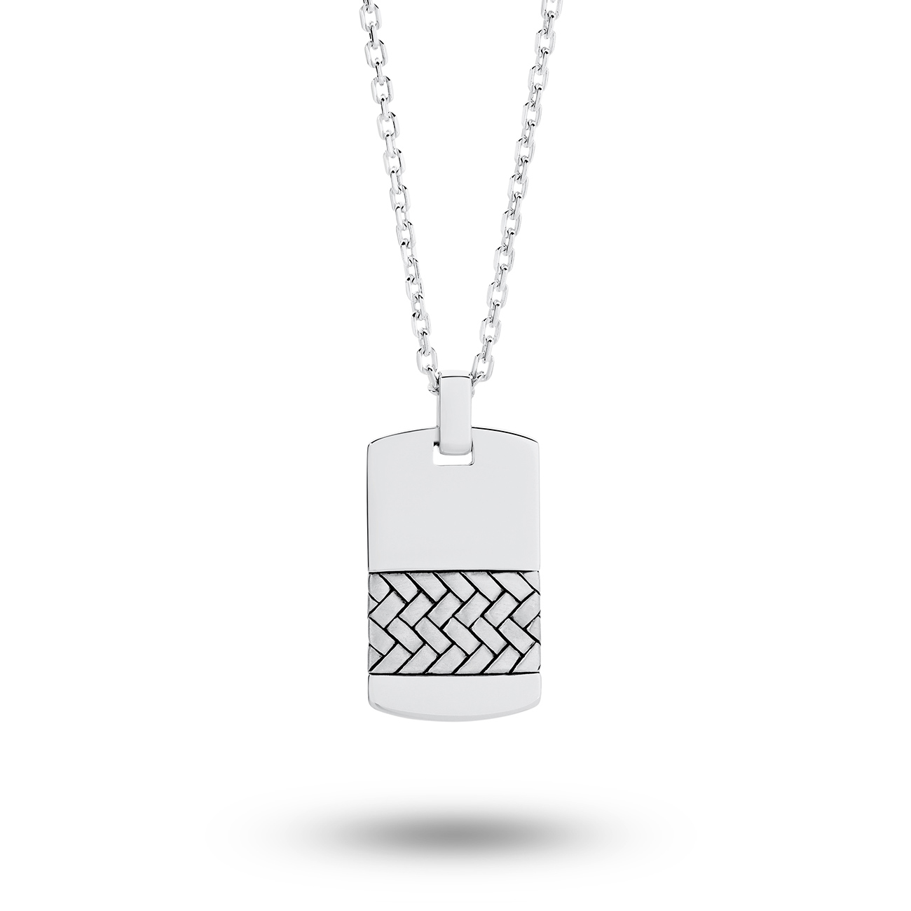 Sterling Silver Chevron Tag Necklace