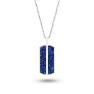 Sterling Silver & Lapis Tag Necklace