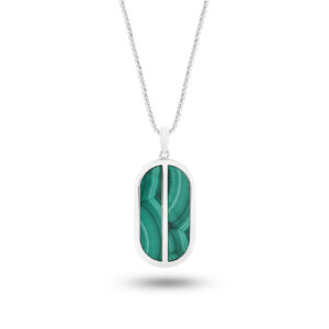 Sterling Silver & Malachite Tag Necklace