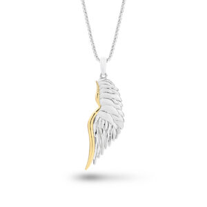 Sterling Silver & Yellow Gold Plated Angel Wing Necklace