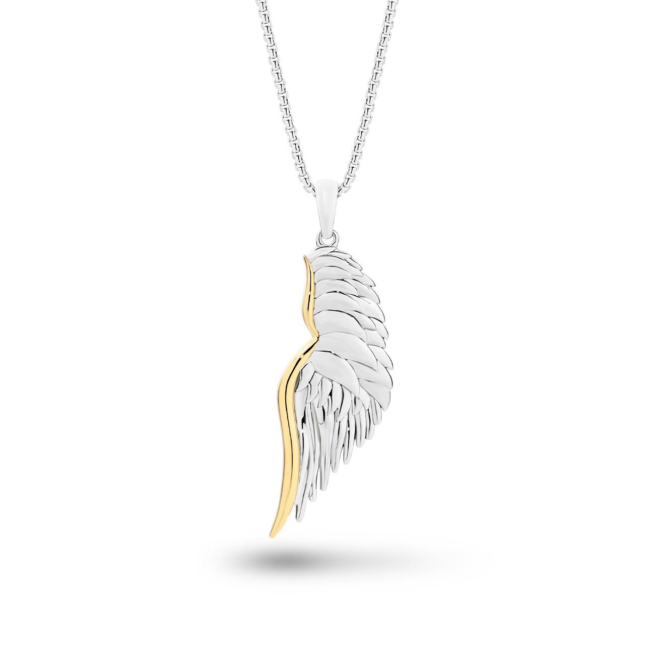 Sterling Silver &#038; Yellow Gold Plated Angel Wing Necklace