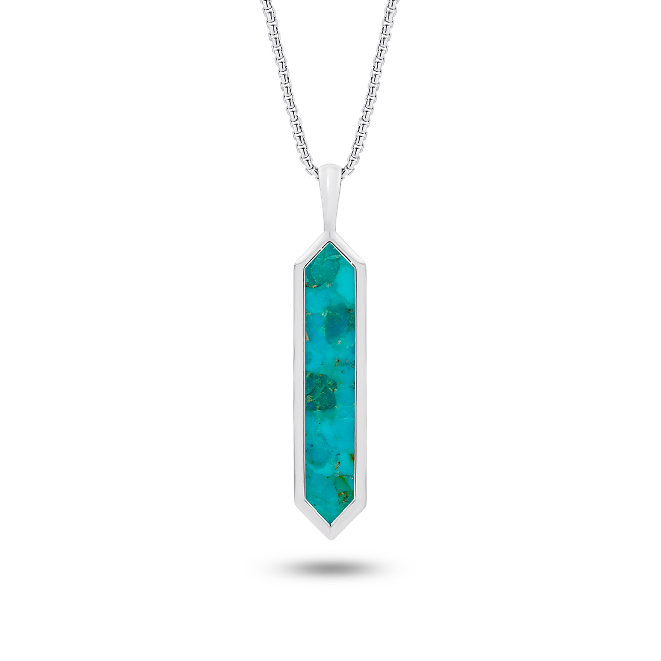 Sterling Silver &#038; Reconstructed Turquoise Pointed Necklace