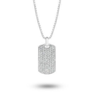 Sterling Silver & Cubic Zirconia Pave Tag Necklace