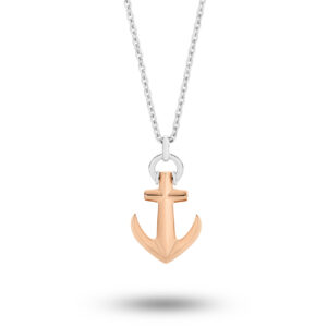 Sterling Silver & Rose Gold Plate Anchor Necklace