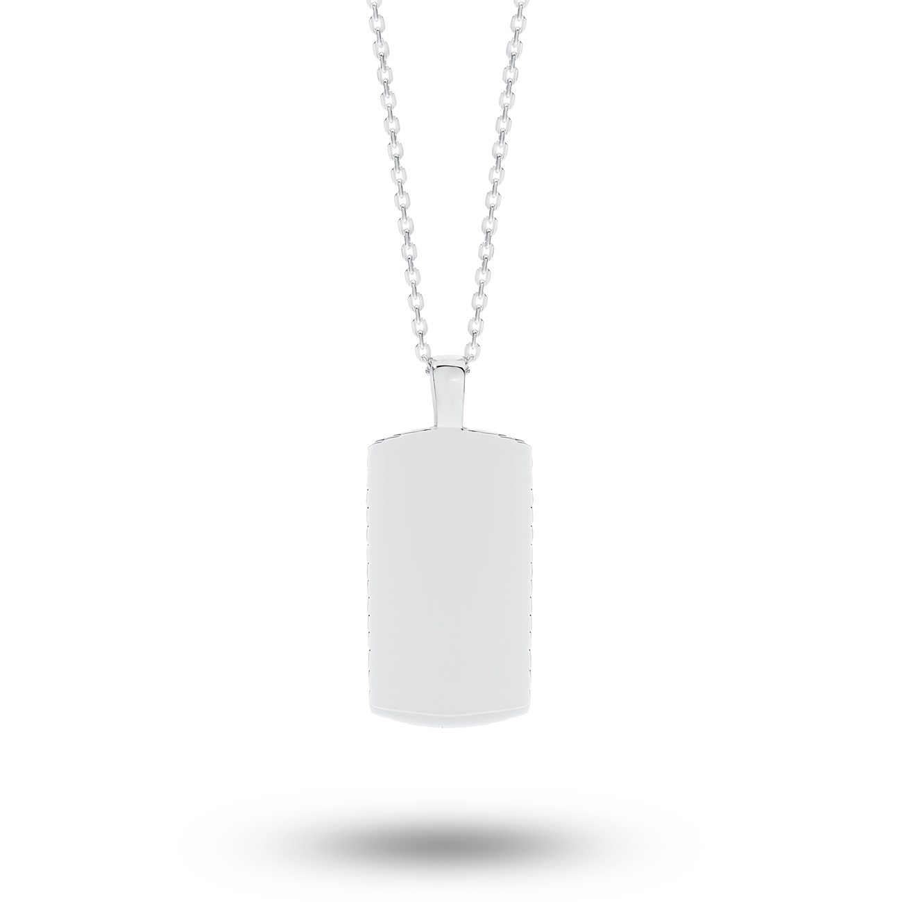 Sterling Silver Chevron Edge Tag Necklace