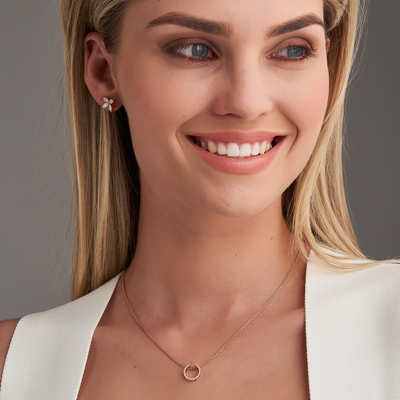 18K Rose Gold Marquise Diamond Petal Stud Earrings