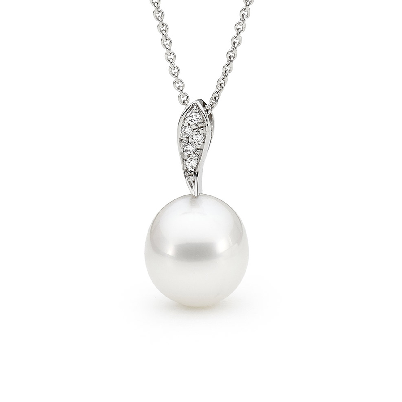 Allure South Sea Pearl &#038; Diamond Leaf Pendant