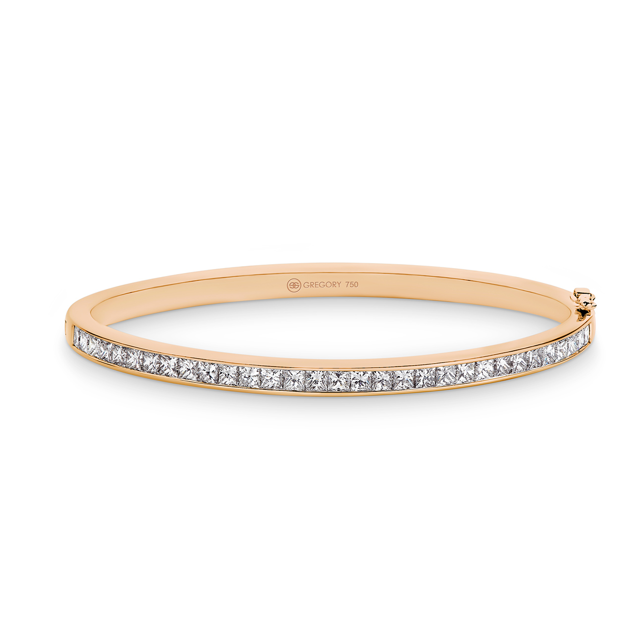 Princess Cut Channel Set Diamond Bangle In 18K Rose Gold