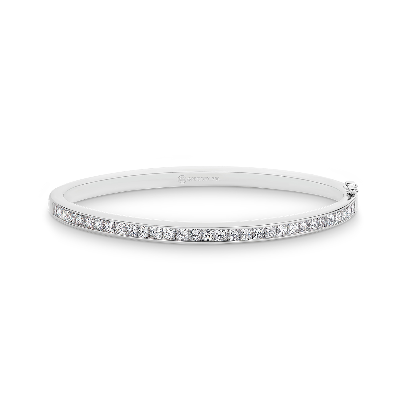 Princess Cut Channel Set Diamond Bangle In 18K White Gold