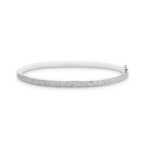 18K white gold diamond bangle featuring 160 round brilliant diamonds in a channel setting.