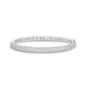 Round Brilliant Pave Set Grand Diamond Bangle In 18K White Gold