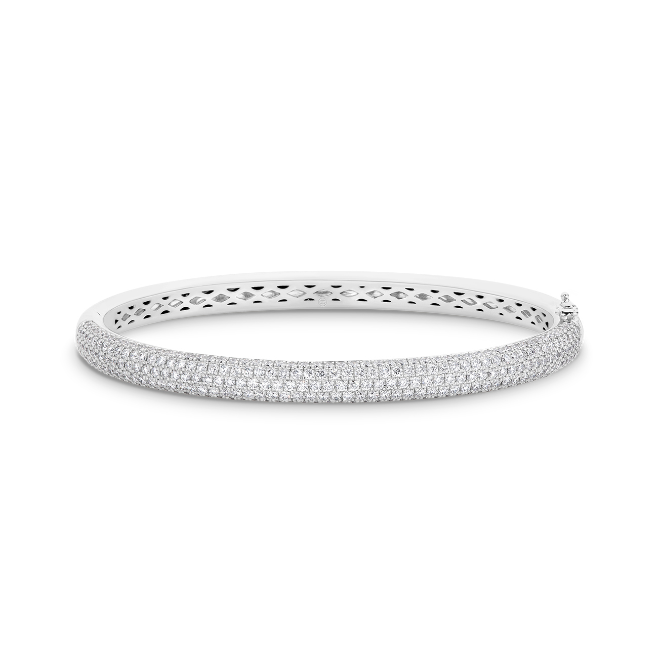 Round Brilliant Pave Set Grand Diamond Bangle In 18K White Gold