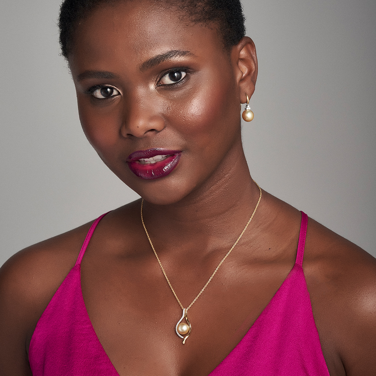 Allure Intense Gold South Sea Pearl &#038; Diamond Wishbone Pendant