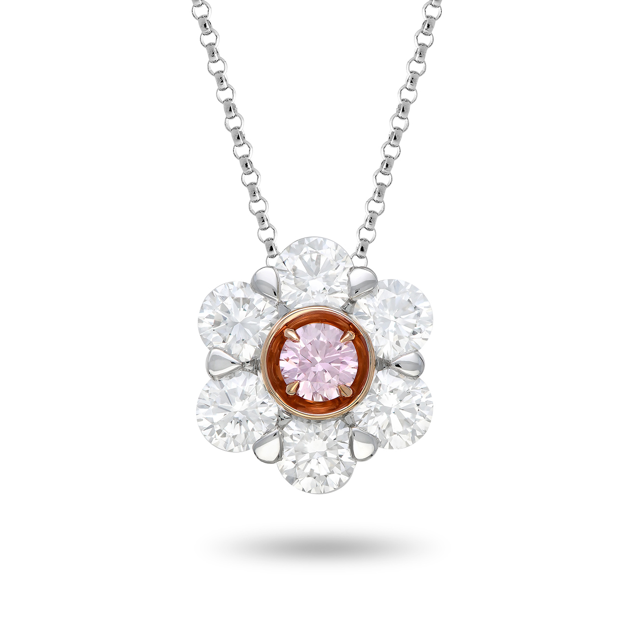 Kimberley White &#038; Argyle Pink Diamond Peony Necklace