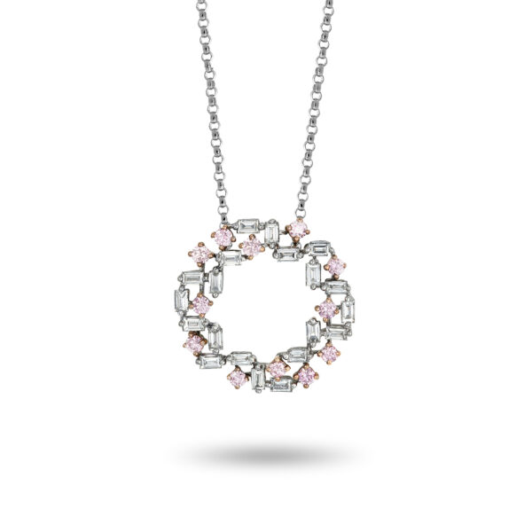 Pink & White Diamond Skylar Pendant Necklace PKP-RDDMB3315