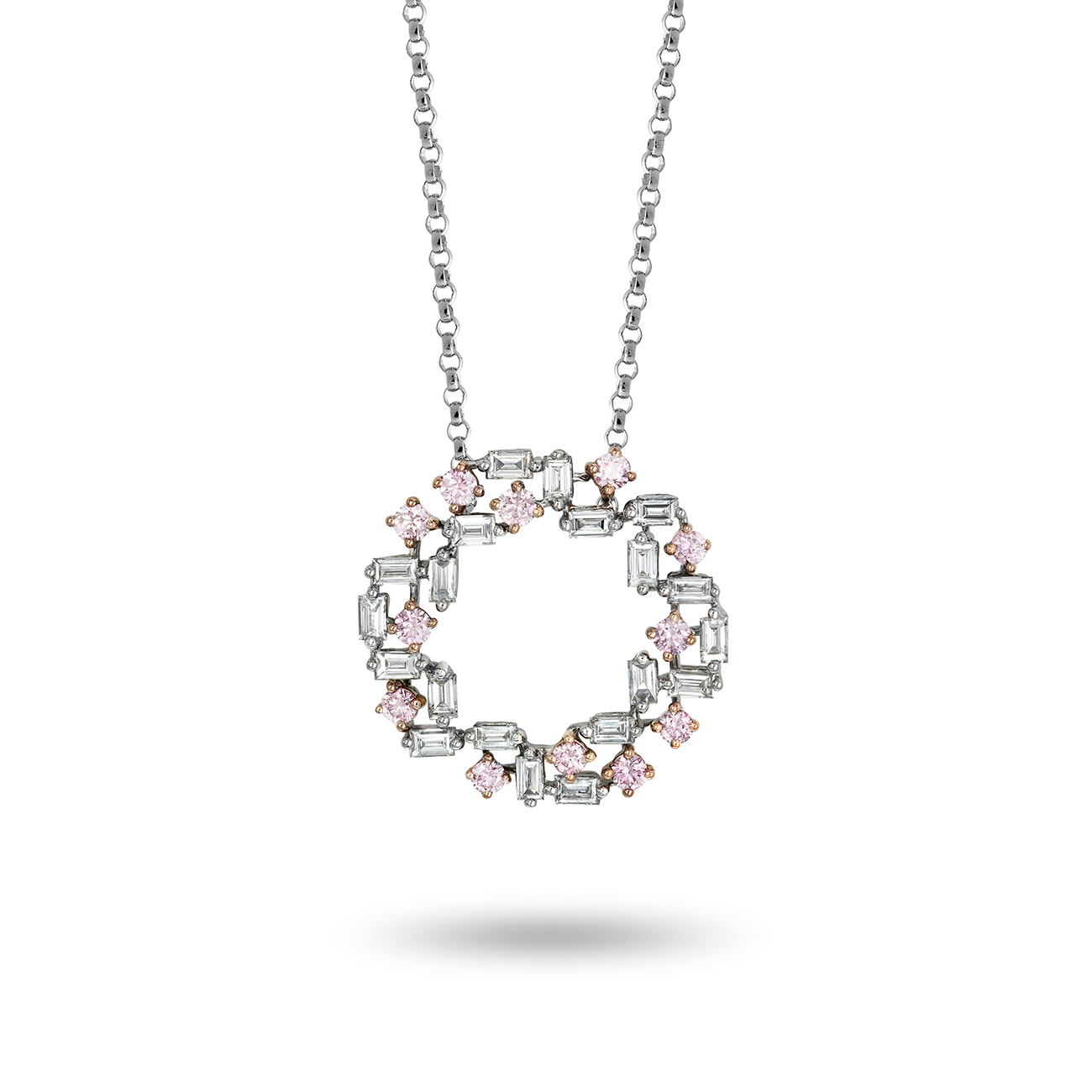 White &#038; Argyle Pink Diamond Skylar Pendant Necklace in 18K Rose &#038; White Gold
