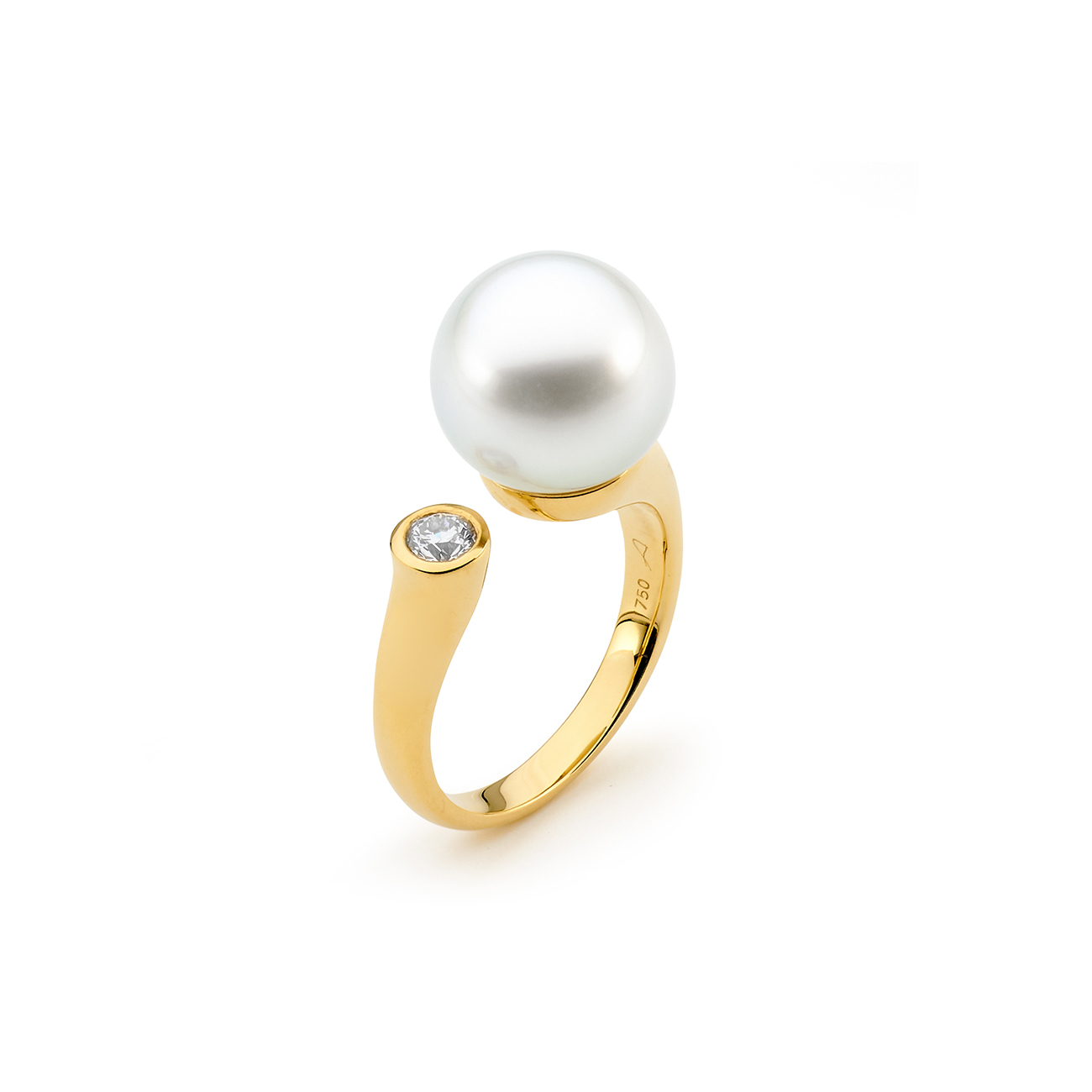 Allure South Sea Pearl Bezel Set Diamond Split Ring