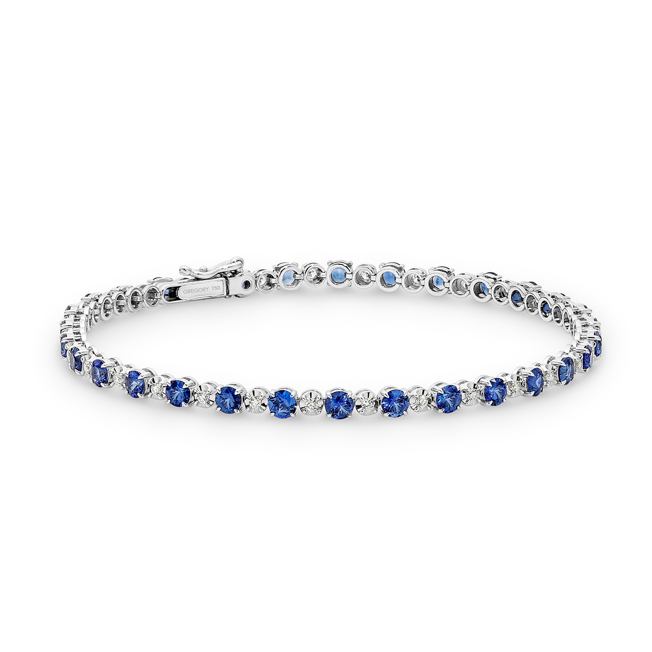 Sapphire &#038; Diamond Tennis Bracelet In 18K White Gold