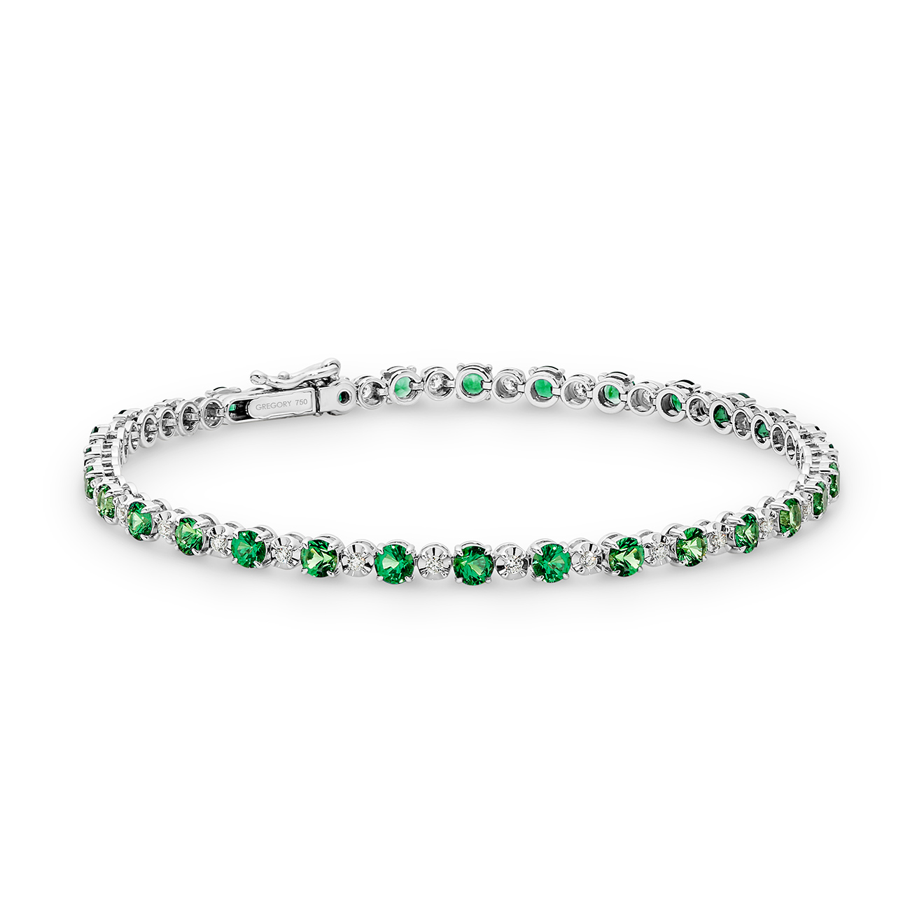 Tsavorite Garnet &#038; Diamond Tennis Bracelet In 18K White Gold