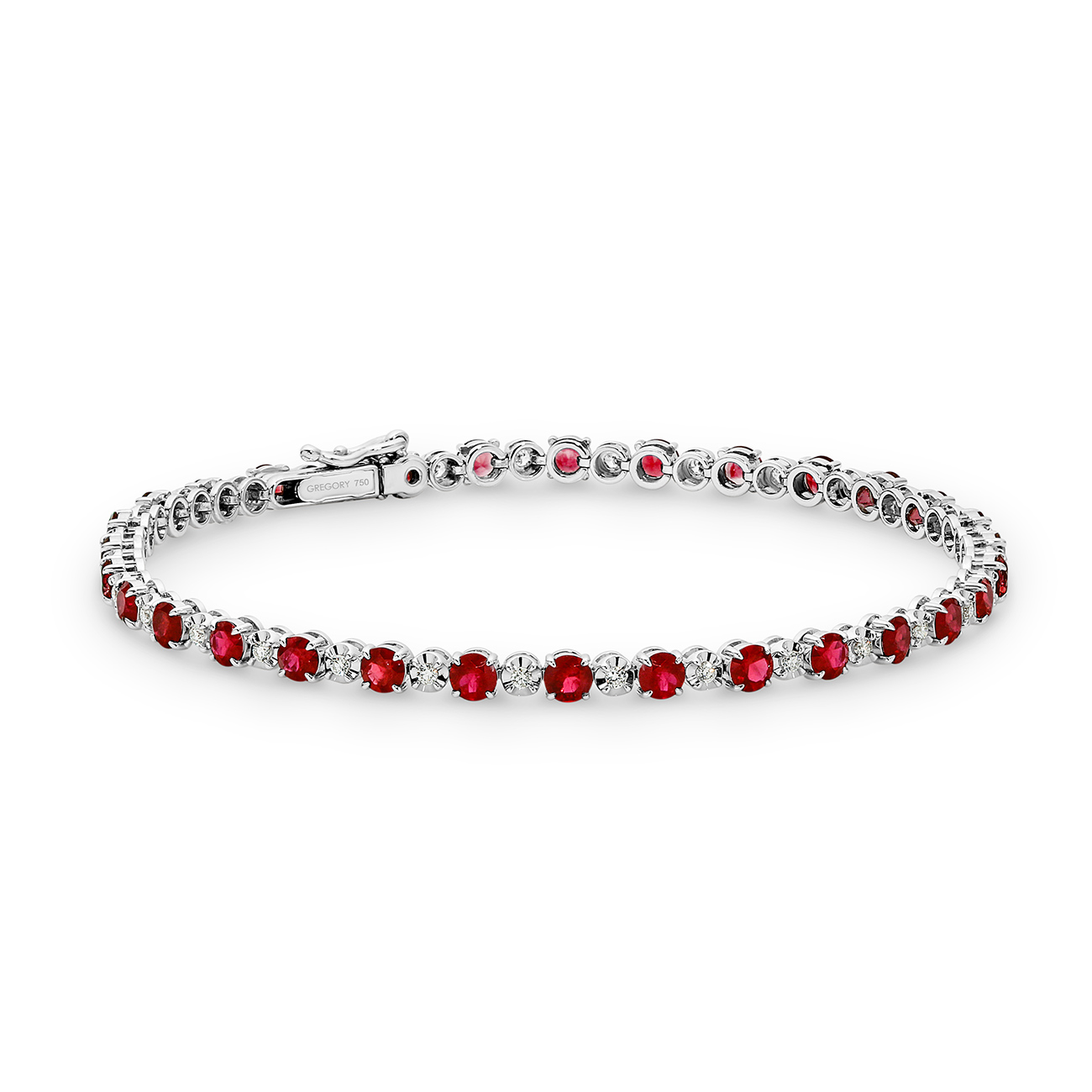 Ruby Diamond Tennis Bracelet In 18K White Gold Gregory Jewellers