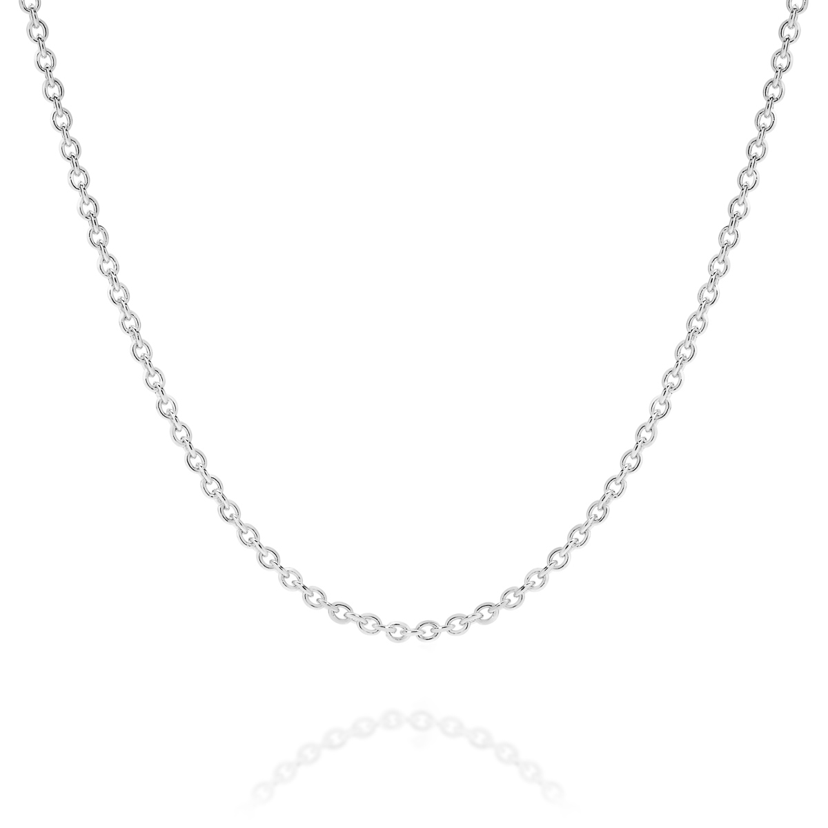 18K White Gold Oval Link Polished Finish Chain &#8211; Petite