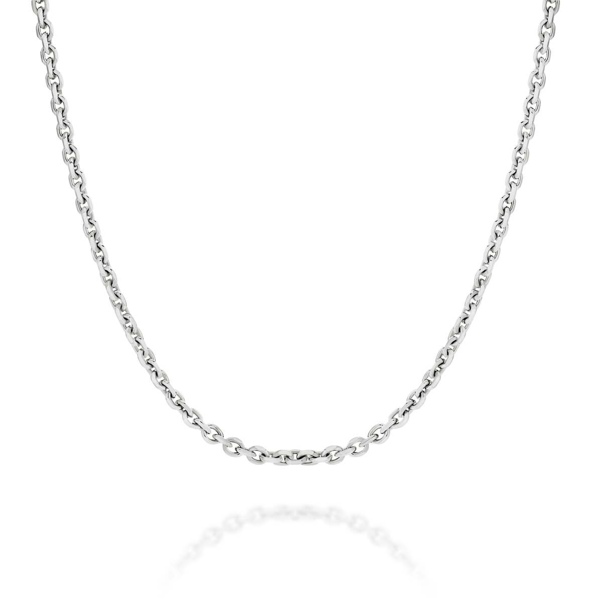 18K White Gold Trace Link Diamond Cut Chain &#8211; Small