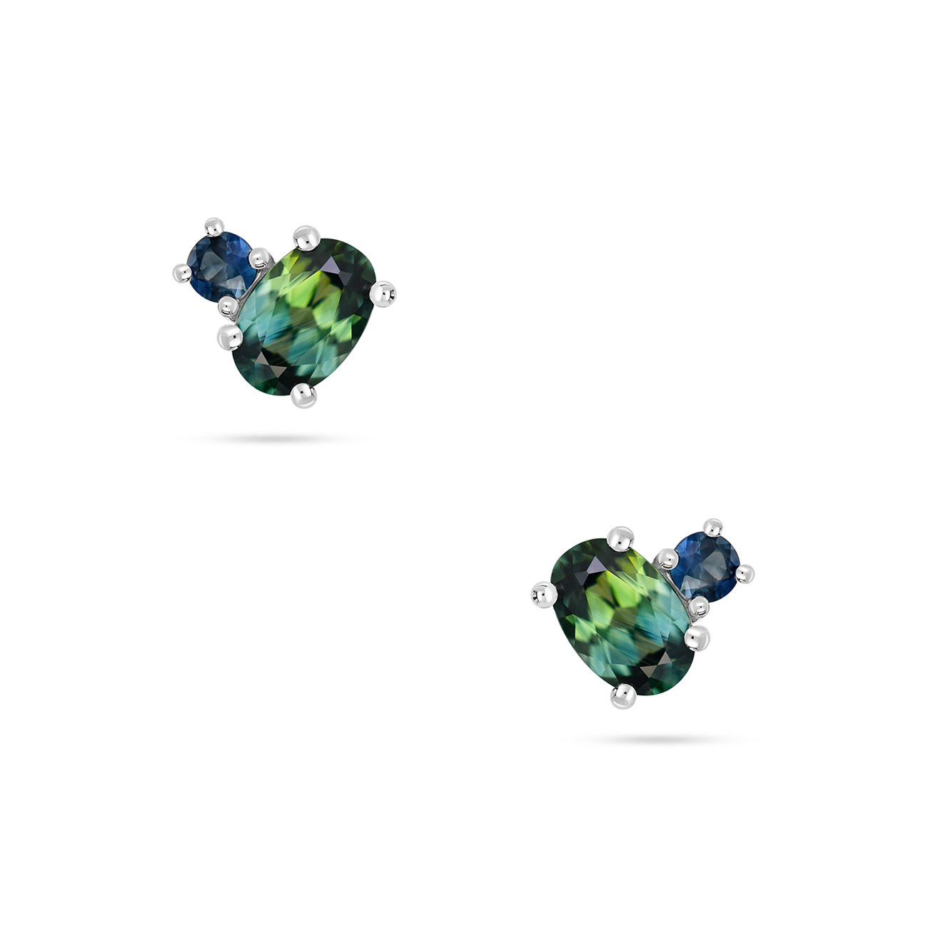 Teal &#038; Parti Australian Sapphire Toi Et Moi Earrings