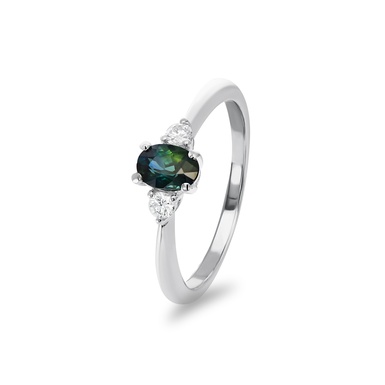 Teal Australian Sapphire & Diamond Belle Ring