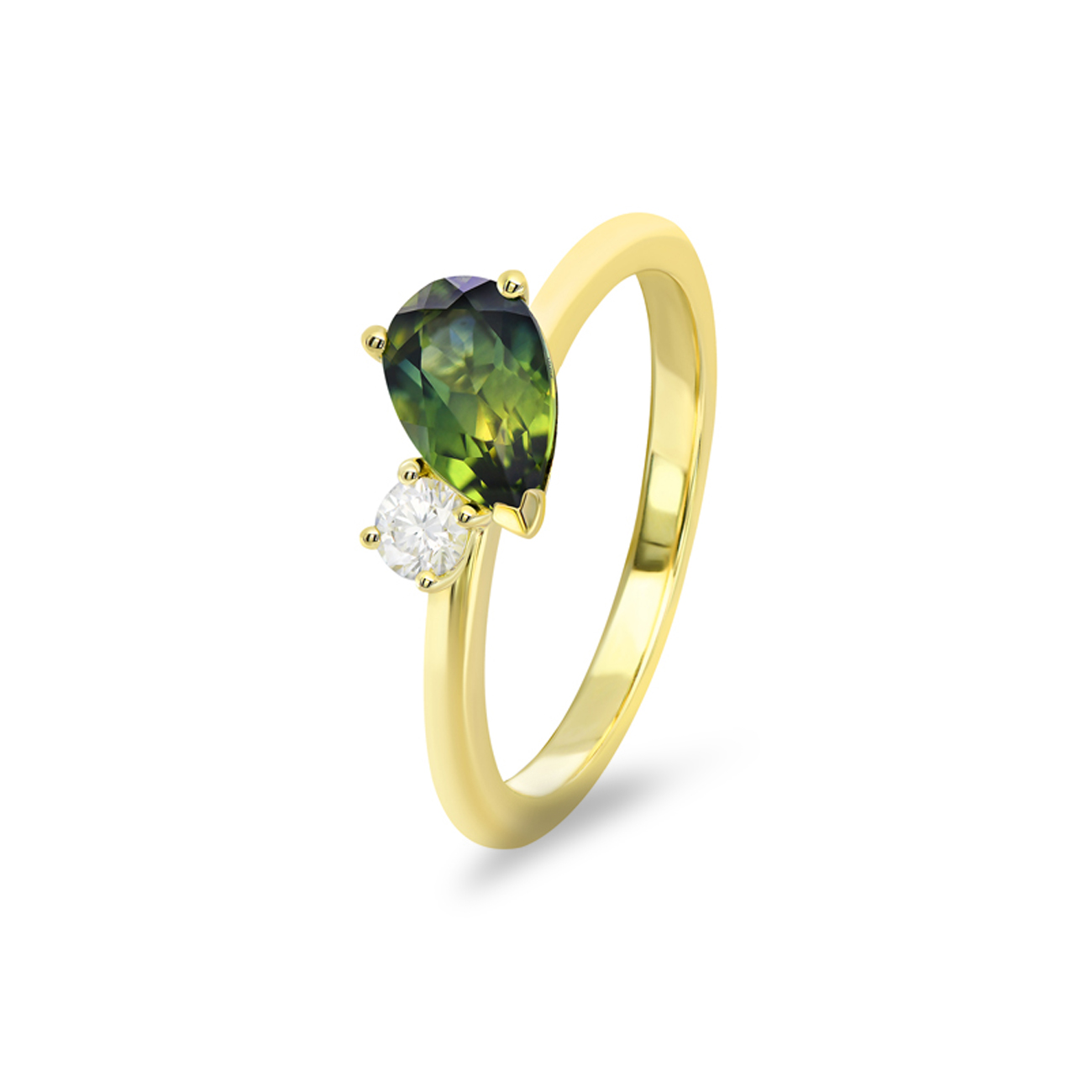Teal Australian Sapphire & Diamond Toi Et Moi Ring