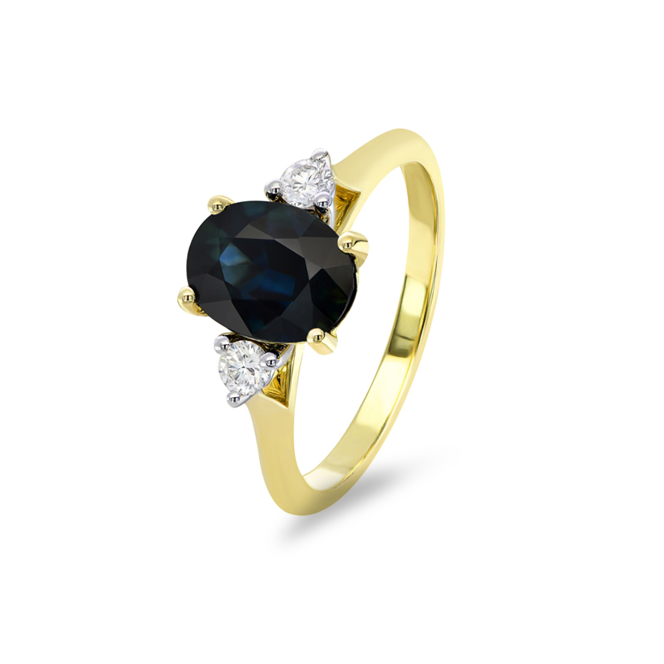 Blue Australian Sapphire & Diamond Endota Ring
