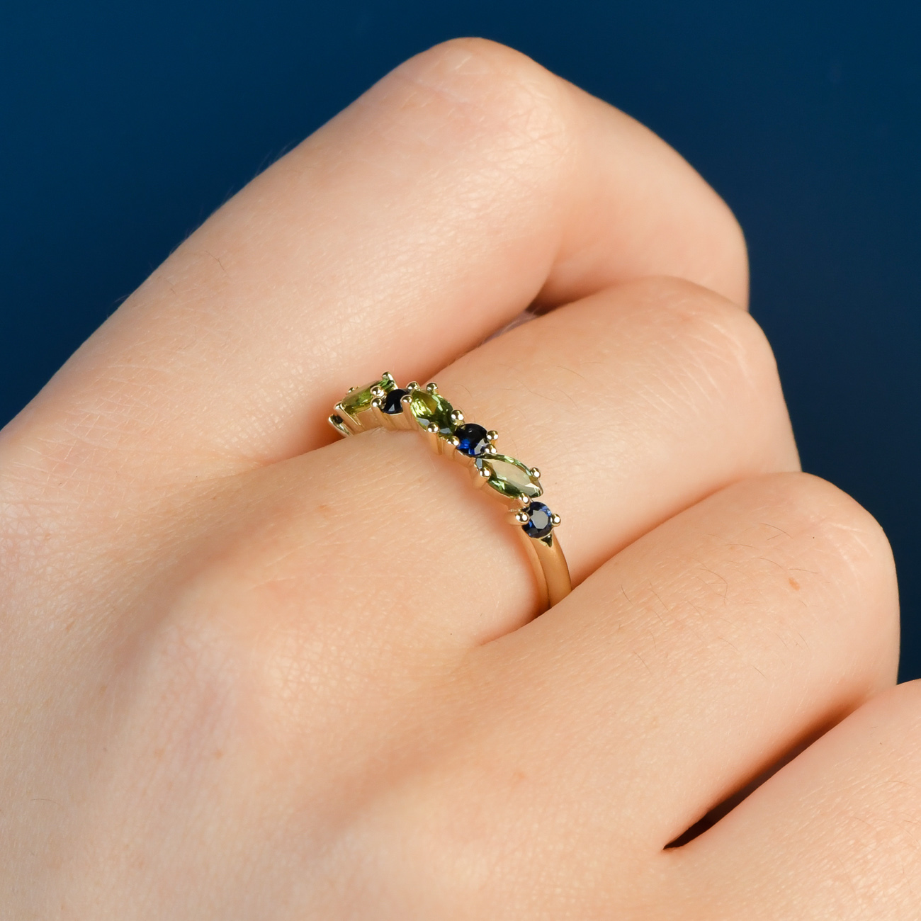 Green &#038; Blue Australian Sapphire Nora Ring