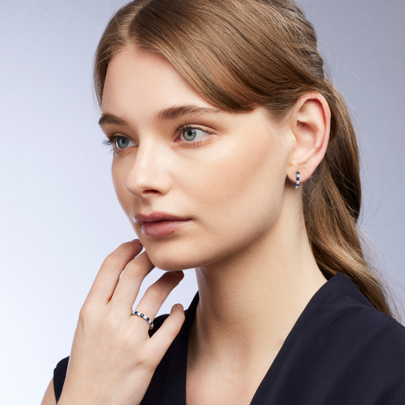 Blue Australian Sapphire &#038; Diamond Livianna Ring